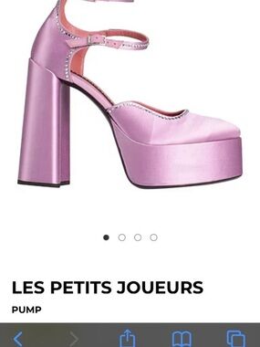 Les Petits Joueurs Pink Satin Platform Mary Jane Pump. Retail 1250